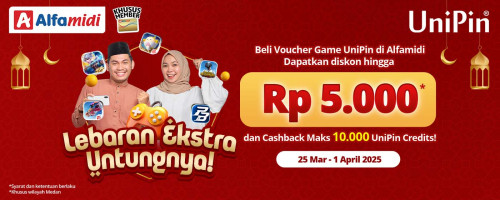 Lebaran Extra Untungnya! Beli Voucher Game UniPin di Alfamidi Medan, Dapatkan Extra Discount dan Bonus UniPin Credits!